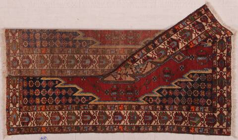 Mazlaghan Red Hand Knotted 45 X 66  Area Rug 400-26705 Image 4