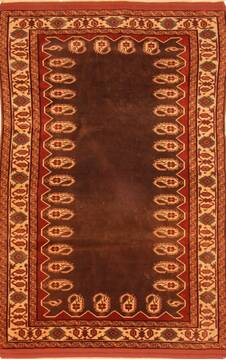 Kurdi Brown Hand Knotted 4'0" X 6'1"  Area Rug 100-26769