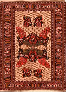 Kurdi Red Hand Knotted 4'2" X 5'6"  Area Rug 100-26826