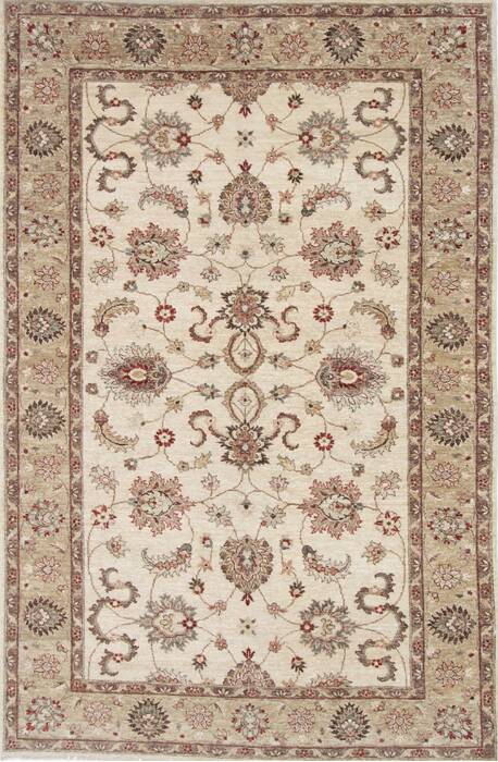 Pishavar Beige Hand Knotted 55 X 83  Area Rug 250-26875 Image 0