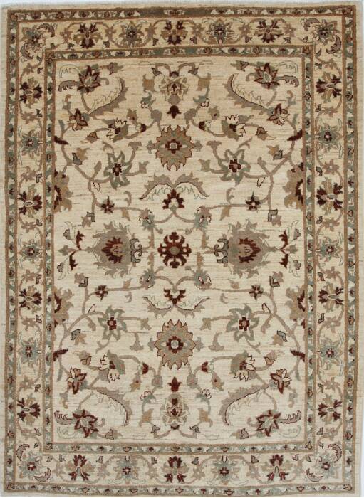 Pishavar Beige Hand Knotted 51 X 71  Area Rug 250-27133 Image 0