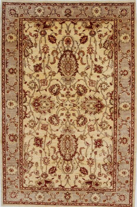 Pishavar Beige Hand Knotted 51 X 78  Area Rug 250-27145 Image 0