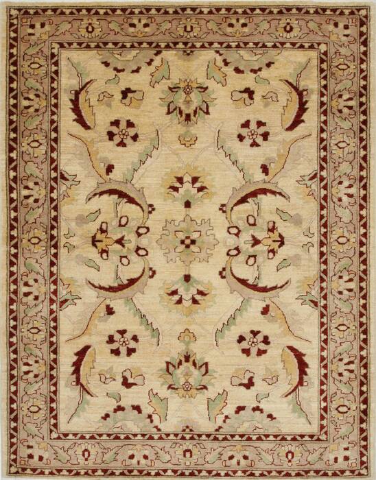 Pishavar Beige Hand Knotted 51 X 68  Area Rug 250-27155 Image 0