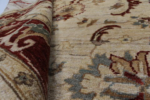 Pishavar Beige Hand Knotted 51 X 67  Area Rug 250-27162 Image 2
