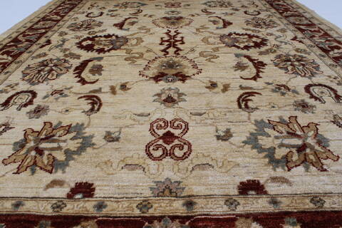 Pishavar Beige Hand Knotted 51 X 67  Area Rug 250-27162 Image 5