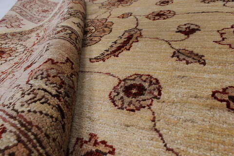 Pishavar Beige Hand Knotted 410 X 67  Area Rug 250-27169 Image 2