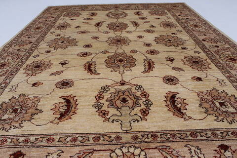 Pishavar Beige Hand Knotted 410 X 67  Area Rug 250-27169 Image 5