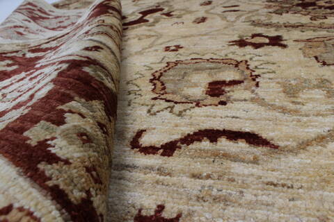 Pishavar Beige Hand Knotted 411 X 70  Area Rug 250-27178 Image 2