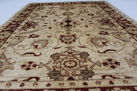 Pishavar Beige Hand Knotted 411 X 70  Area Rug 250-27178 Image 5
