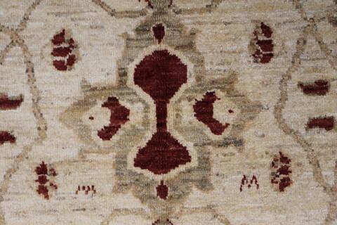 Pishavar Beige Hand Knotted 411 X 70  Area Rug 250-27178 Image 7