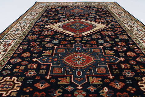 Karajeh Blue Hand Knotted 40 X 60  Area Rug 250-27263 Image 5