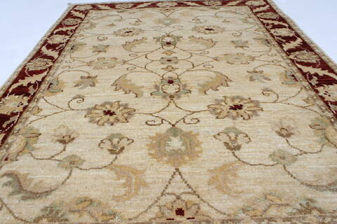Pishavar Beige Hand Knotted 34 X 45  Area Rug 250-27378 Image 4
