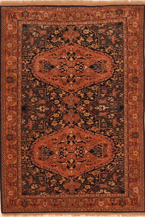 Tabriz Orange Hand Knotted 55 X 79  Area Rug 100-27467 Image 0