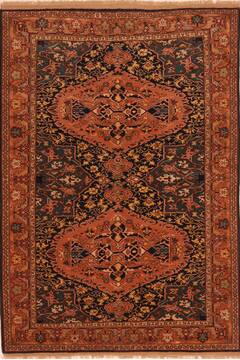 Egyptian Tabriz Orange Rectangle 5x8 ft Wool Carpet 27467