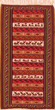 Sanandaj Multicolor Flat Woven 3'2" X 5'10"  Area Rug 100-27547