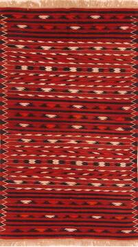 Afghan Baluch Red Rectangle 4x6 ft Wool Carpet 27575