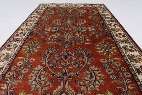 Sarouk Beige Hand Knotted 210 X 51  Area Rug 250-27639 Image 2