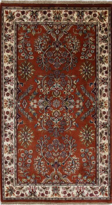 Sarouk Beige Hand Knotted 210 X 51  Area Rug 250-27649 Image 0