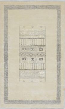 Indian Gabbeh Beige Rectangle 3x5 ft Wool Carpet 27657