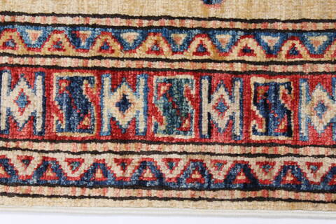 Kazak Beige Hand Knotted 211 X 49  Area Rug 250-27682 Image 1
