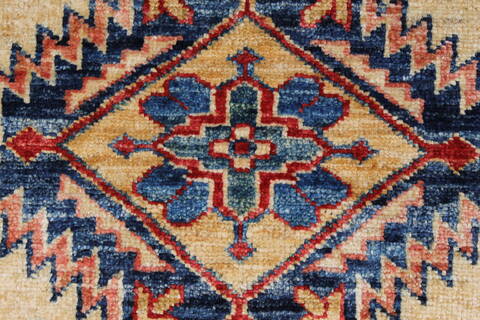 Kazak Beige Hand Knotted 211 X 49  Area Rug 250-27682 Image 2