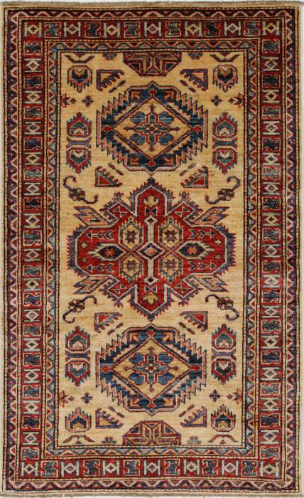 Kazak Beige Hand Knotted 211 X 49  Area Rug 250-27682 Image 0