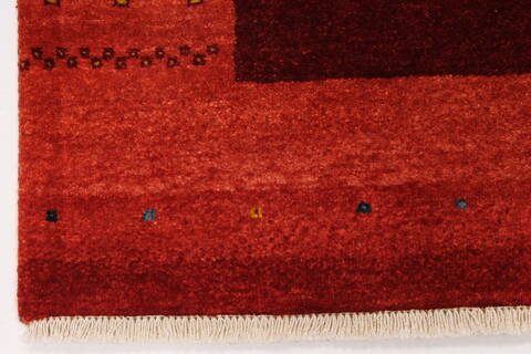 Gabbeh Red Hand Knotted 30 X 50  Area Rug 250-27690 Image 4