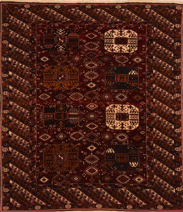 Turkman Red Square Hand Knotted 610 X 711  Area Rug 100-27704 Image 0