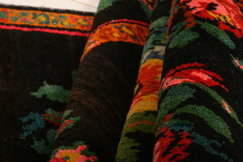 Karabakh Black Hand Knotted 46 X 77  Area Rug 100-27709 Image 2