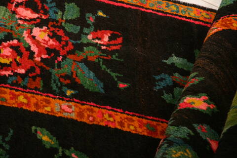Karabakh Black Hand Knotted 46 X 77  Area Rug 100-27709 Image 3