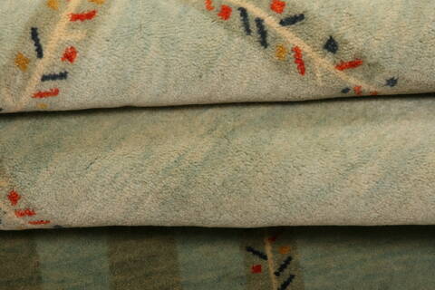 Gabbeh Green Hand Knotted 36 X 411  Area Rug 100-27723 Image 3
