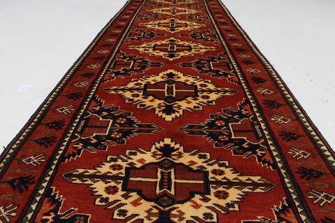 Kazak Red Runner Hand Knotted 210 X 98  Area Rug 250-27732 Image 2