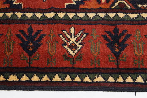 Kazak Red Runner Hand Knotted 210 X 98  Area Rug 250-27732 Image 3