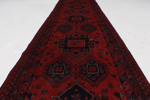 Kunduz Blue Runner Hand Knotted 27 X 95  Area Rug 250-27736 Image 3