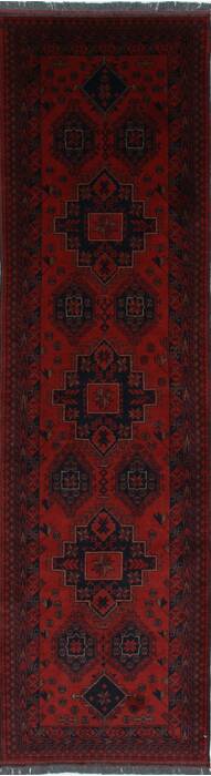 Kunduz Blue Runner Hand Knotted 27 X 95  Area Rug 250-27736 Image 0