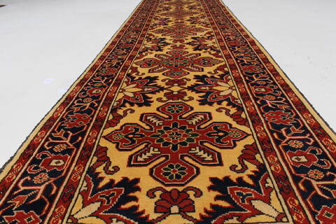 Kazak Yellow Runner Hand Knotted 29 X 1010  Area Rug 250-27738 Image 4