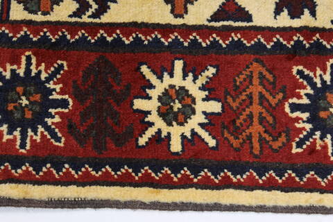 Kazak Yellow Runner Hand Knotted 29 X 100  Area Rug 250-27789 Image 4