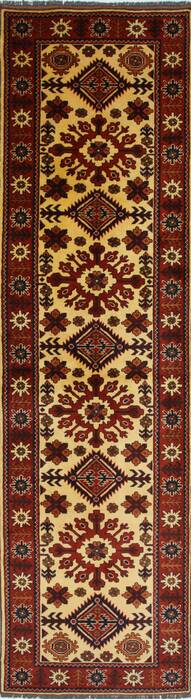 Kazak Yellow Runner Hand Knotted 29 X 100  Area Rug 250-27789 Image 0