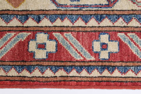 Kazak Beige Runner Hand Knotted 28 X 94  Area Rug 250-27796 Image 2