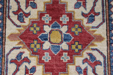 Kazak Beige Runner Hand Knotted 28 X 94  Area Rug 250-27796 Image 4