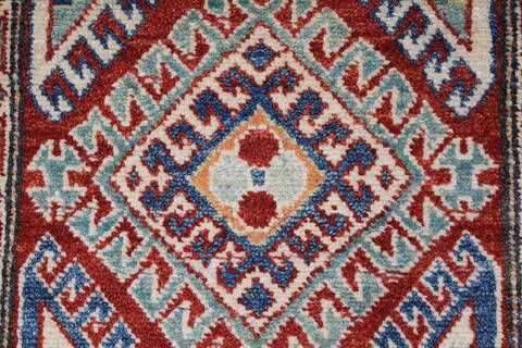 Kazak Red Runner Hand Knotted 26 X 105  Area Rug 250-27799 Image 3