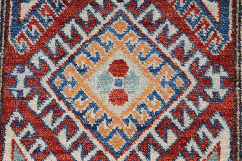 Kazak Red Runner Hand Knotted 26 X 105  Area Rug 250-27799 Image 4