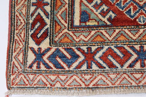 Kazak Red Runner Hand Knotted 26 X 105  Area Rug 250-27799 Image 5