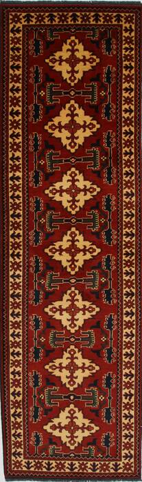 Turkman Beige Runner Hand Knotted 210 X 910  Area Rug 250-27802 Image 0