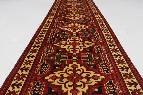 Turkman Yellow Runner Hand Knotted 27 X 97  Area Rug 250-27817 Image 2