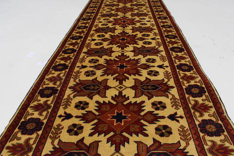 Kazak Beige Runner Hand Knotted 28 X 110  Area Rug 250-27829 Image 1