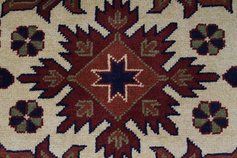 Kazak Beige Runner Hand Knotted 28 X 110  Area Rug 250-27829 Image 3