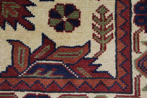 Kazak Beige Runner Hand Knotted 28 X 110  Area Rug 250-27829 Image 6