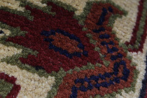 Kazak Beige Runner Hand Knotted 28 X 110  Area Rug 250-27829 Image 7