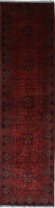 Khan Mohammadi Blue Runner Hand Knotted 26 X 97  Area Rug 250-27831 Image 0